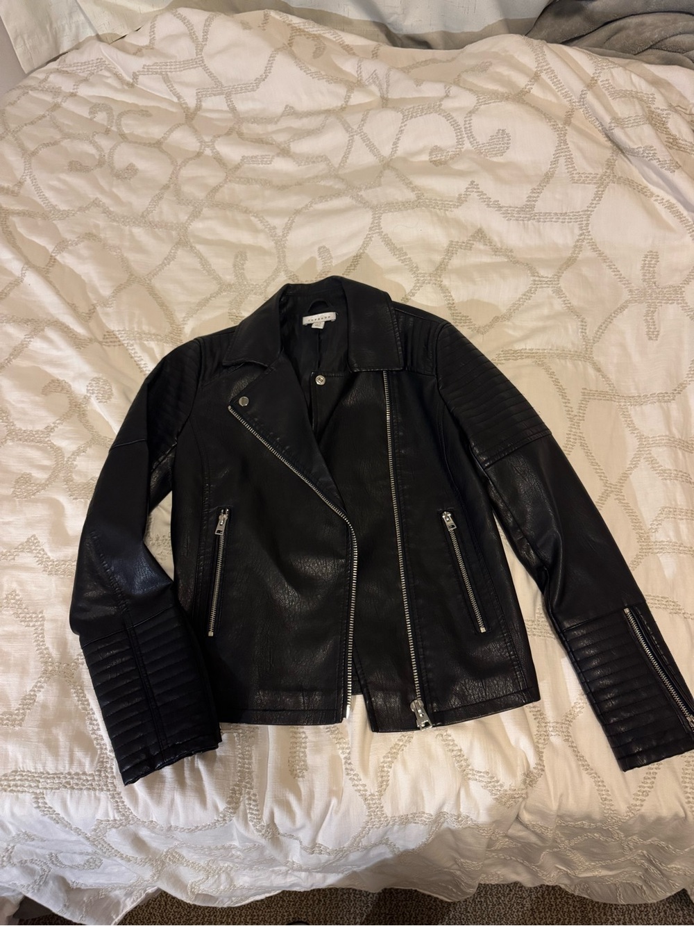 Topshop Women Black Leather Jacket